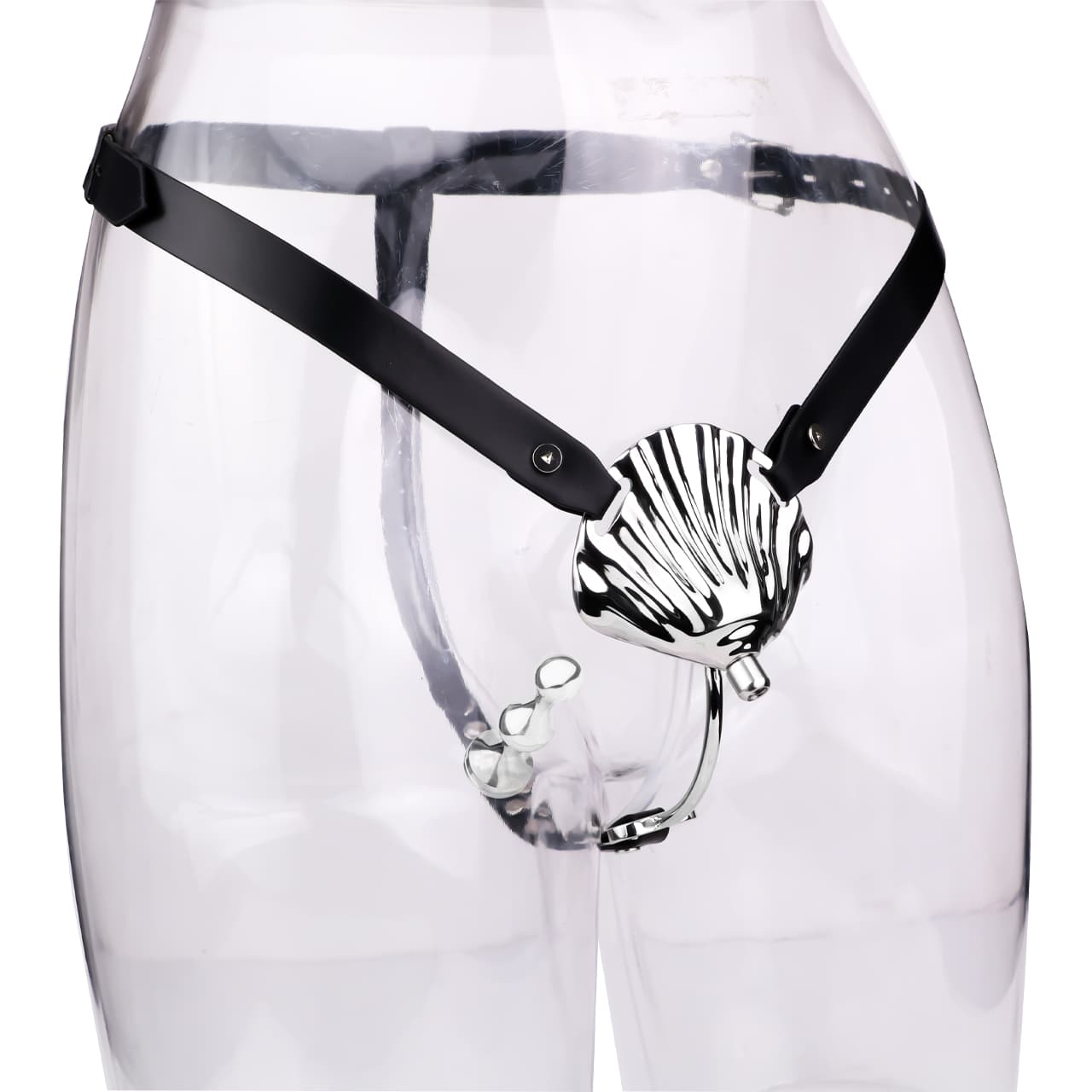 Shell Chastity Cage With Strap-On
