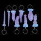 Platinum Silicone Fantasy Keychain – Iridescent Crystal Dildo-Inspired Novelty Pendant