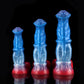 Weißer Colt Blau Roter Fantasy Dildo-Knotendildo