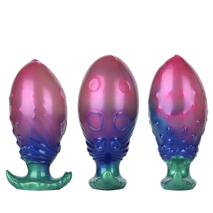 Inflatable Silicone Anal Plug with Hand Pump – Pink Aurora Rainbow Expandable Butt Plug, Adjustable Body-Safe Silicone Anal Training Toy with T-Bar Base
