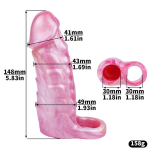 FRRK-314 Silicone Penis Extension Sleeve 148mm – Realistic Male Enhancement with Textured Grip & Dual Ring Fit