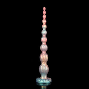 Galaxy Swirl XL Silicone Anal Beads – Red, Blue & Gold with Suction Cup