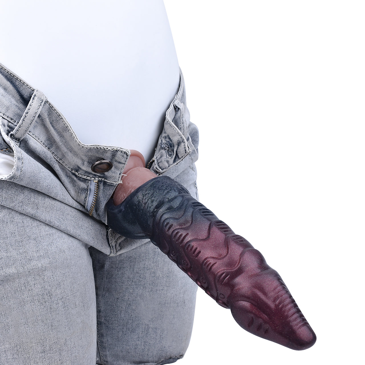 FRRK-304—220mm Octopus Suction Cup Silicone Penis Sleeve – Textured Step Ribbed Design Male Enhancer with Deep Grip Stimulation, Body-Safe Silicone