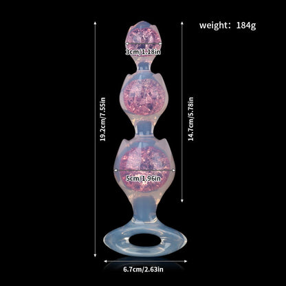 Flower Triple Crystal Butt Plug | Pink Purple Blue | Jeweled Floral Anal Plug