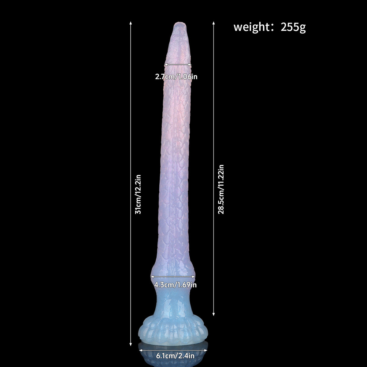 Translucent Blue-Purple Octopus Tentacle Dildo – 31cm Fine-Textured Design