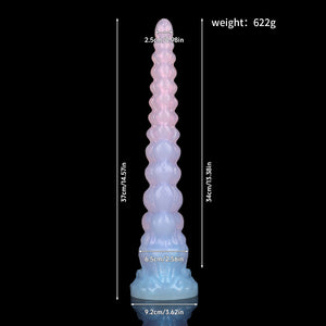 Translucent Gradient Beaded Dildo – 37cm Sculptural Design with Graduated Texture