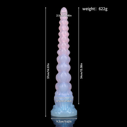 Translucent Gradient Beaded Dildo – 37cm Sculptural Design with Graduated Texture