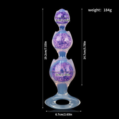 Flower Triple Crystal Butt Plug | Pink Purple Blue | Jeweled Floral Anal Plug