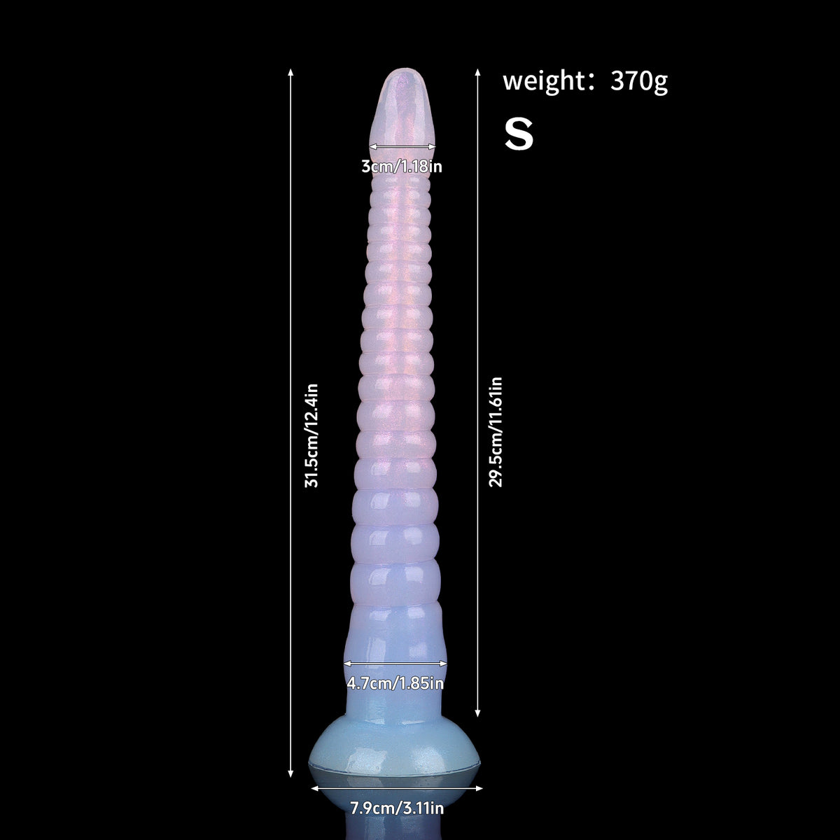 Translucent Blue-Purple Octopus Dildo – 31.5cm Ribbed Design with Rounded Tip