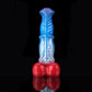 Weißer Colt Blau Roter Fantasy Dildo-Knotendildo