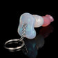 Platinum Silicone Fantasy Keychain – Iridescent Crystal Dildo-Inspired Novelty Pendant