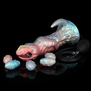 Colorful Dinosaur Inflatable Ovipositor Dildo (5 Eggs)