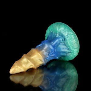 Cowhorn Tip Yellow Blue Green Dildo-Animal Dildo