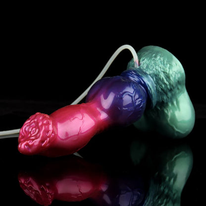 Gun Dog Gradient Purple Green Knot Dildo - Ejaculating dildo