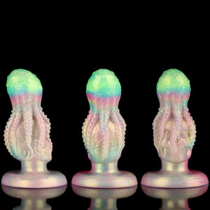 Analplug mit Oktopus-Totenkopf und Farbverlauf in Pink und Grün