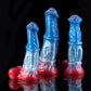 Weißer Colt Blau Roter Fantasy Dildo-Knotendildo