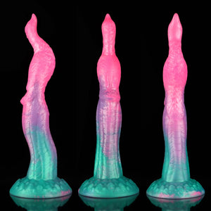 Pfauenrosa-grüner Knotendildo-Tierdildos-Monsterdildo