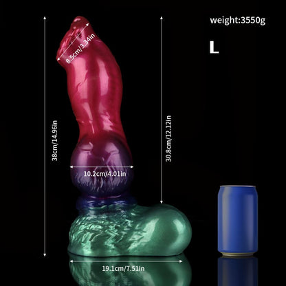 Gun Dog Gradient Purple Green Mega Fantasy Knotted Dildo | ToyDreamy