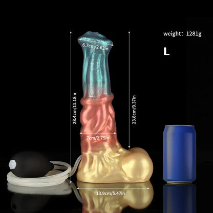 Neptune Red Blue Gold Large Ejaculating Dildo | ToyDreamy