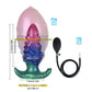 Inflatable Silicone Anal Plug with Hand Pump – Pink Aurora Rainbow Expandable Butt Plug, Adjustable Body-Safe Silicone Anal Training Toy with T-Bar Base