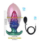 Inflatable Silicone Anal Plug with Hand Pump – Pink Aurora Rainbow Expandable Butt Plug, Adjustable Body-Safe Silicone Anal Training Toy with T-Bar Base