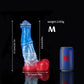 Weißer Colt Blau Roter Fantasy Dildo-Knotendildo