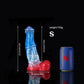 Weißer Colt Blau Roter Fantasy Dildo-Knotendildo