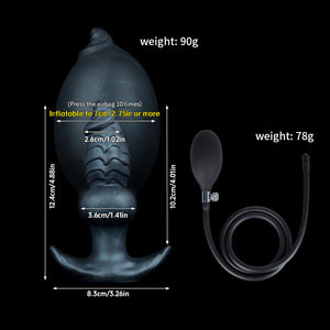 Knotted Inflatable Anal Plug with Hand Pump – Expandable Silicone Butt Plug (4 Colors)