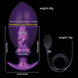 2.83" Expandable Inflatable Butt Plug with Hand Pump – Textured Silicone Anal Plug (4 Colors)