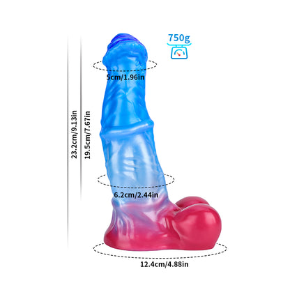 White Colt Blue Red  Fantasy Dildo-Knot Dildo